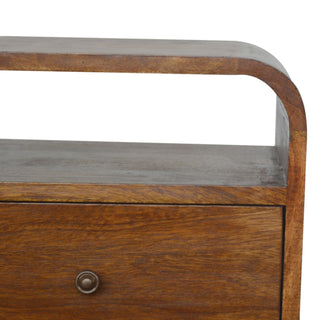 Sunvega Solid Mango Wood Chestnut Nightstand with 2 Drawers and Open Slots