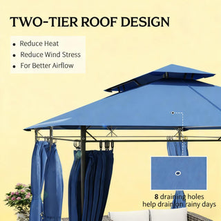 Sunvega Spacious 10x13ft Outdoor Gazebo with Removable Curtains and Two-Tier Roof