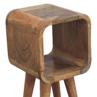 Sunvega Ultra-Compact Solid Mango Wood Minimalist Oak-ish Bedside Table
