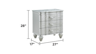 Sunvega Silver Wood Nightstand with Three Metal Drawer Pulls in Landmark Traditional Style