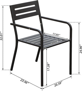 Sunvega Set of 4 Stackable Patio Dining Chairs with Ergonomic Armrests and Powder-Coated Metal Frame
