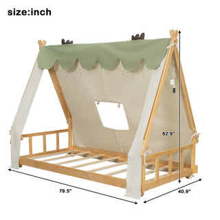 Sunvega Twin Size House Bed with Detachable Tent and Light for Cozy Naps