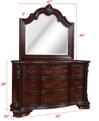 Sunvega Traditional Formal Style Nightstand with Genuine Marble Top and Three Drawers