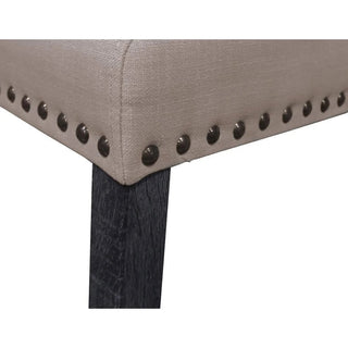 Sunvega Natural Linen Blend Upholstered Counter Dining Chair Set with Antique Gray Wood Legs