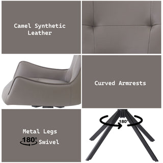 Sunvega Brown Chenille Swivel Side Chair with Padded Seat and Back Cushion