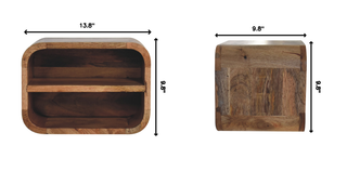 Sunvega Solid Mango Wood Wall Mounted Nightstand with Two Open Shelves
