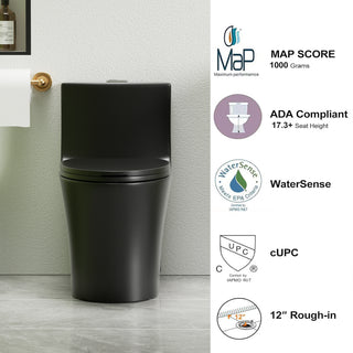 Sunvega Light Grey Elongated One-Piece Toilet with Dual Flush and Soft Closing Seat