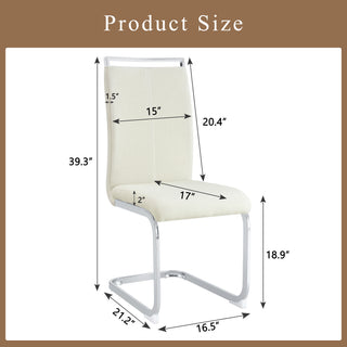 Sunvega Modern Technology Cloth High Back Upholstered Dining Chairs with Black Metal Legs