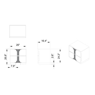 Sunvega White Nightstand with Spacious Drawers and Curved Fronts