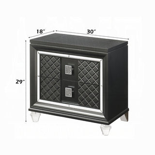 Sunvega Metallic Gray Finish 2 Drawers Nightstand with Sparkling Trim and Acrylic Legs