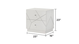 Sunvega Mist Nightstand with Two-Tone High-Gloss Marble Lacquer Finish and Two Spacious Drawers