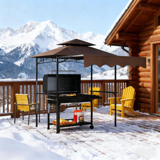 Sunvega Double Roof Grill Gazebo with Weather Resistant Canopy and Storage Shelves