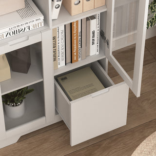 Sunvega Green MDF Cabinet with Glass Doors and Drawer for Bedroom Living Room