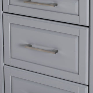 Sunvega Vintage Modern Kitchen Island with Drop Leaf, Tilt Trash Cabinet, and Pull Out Organizer