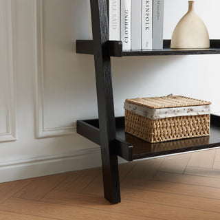 Sunvega Five Shelf Modern Ladder Bookcase with Multi Depth Shelves and Rounded Corners