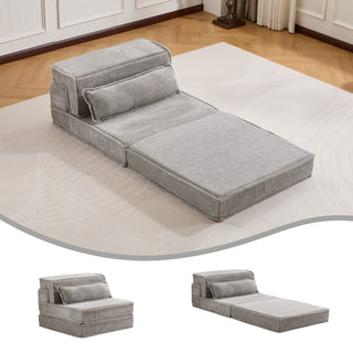 Sunvega Convertible Modular Sectional Mahjong Sofa Bed with Ottoman in Circle Fleece Fabric