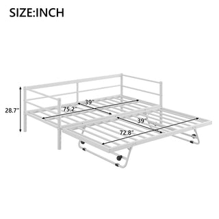 Sunvega Twin Size Metal Daybed with LED Light Strip and Adjustable Trundle