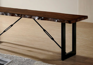Sunvega Industrial U-shaped Metal Bench Base with Two-Tone Walnut and Black Finish