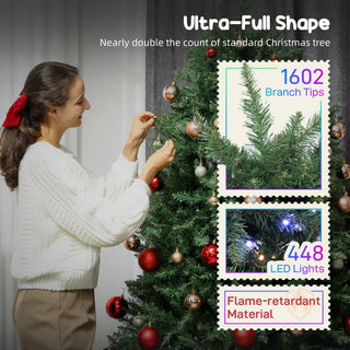 Sunvega Pencil Artificial Xmas Tree with Faux Snow Flocked Full Branch Tips Flame-retardant