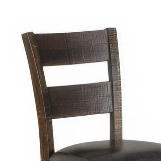 Sunvega Dark Brown Mahogany Ladderback Dining Chairs with Gray Fabric Cushioned Seats