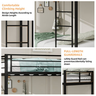 Sunvega Twin Over Full Metal Bunk Bed with Trundle for Space Saving and Safety