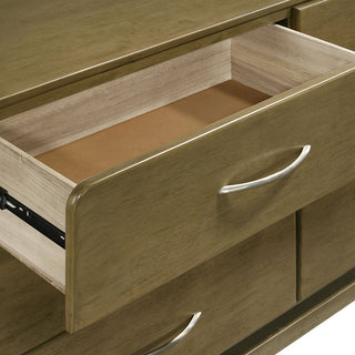 Sunvega Modern Six-Drawer Dresser with Nutmeg Wood Finish and Matte Nickel Hardware