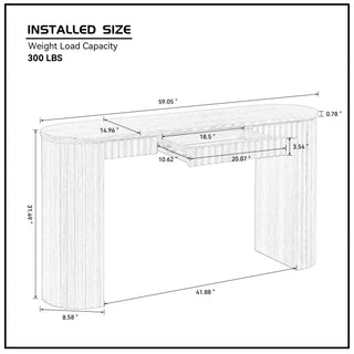 Sunvega Curved Entryway Console Table With Drawer and Unique Vertical Stripe Design