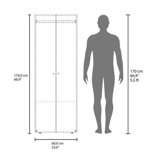 Sunvega 2-Door Black Armoire with Hanging Rod and Storage Shelf for Bedroom