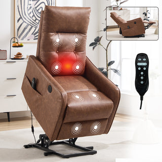 Sunvega Single Motor Power Lift Recliner Chair with Massage and Heat for Elderly