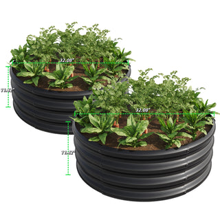 Sunvega 47.24 Inch Round Metal Raised Garden Bed for Vegetables Flowers and Herbs