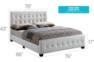 Sunvega Elegant Transitional Queen Bed in White with Chic Finish and Sturdy Build