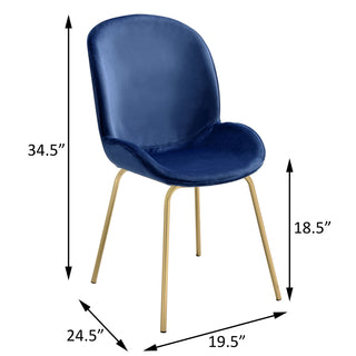 Sunvega Chic Wingback Side Chair with Plush Velvet Upholstery and Gold Metal Legs