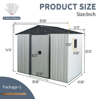Sunvega 8ft x 4ft Outdoor Metal Storage Shed With Window and Metal Foundation