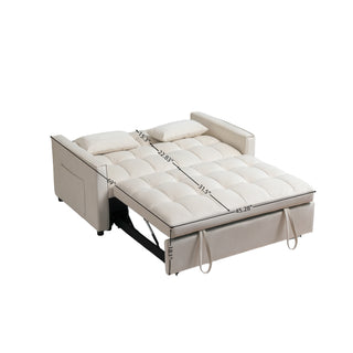 Sunvega Velvet 3-in-1 Sleeper Sofa Bed with Adjustable Backrest and Storage Pockets