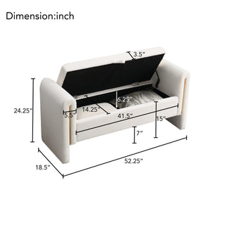 Sunvega Modern Teddy Upholstered Storage Bench with Arms for Living Room Bedroom