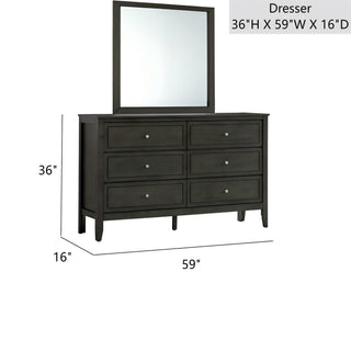 Sunvega Fully Assembled 6 Drawer Dresser with French Dovetail Wood Veneer Finish