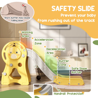 Sunvega 3-in-1 Indoor Slide with Basketball Hoop Climber and Duck Pattern for Toddlers