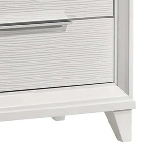Sunvega White Nightstand with Two Silver Metal Drawers for Bedroom