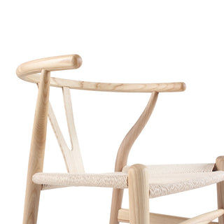 Sunvega Solid Ash Wood Wishbone Chairs with Hand Woven Paper Cord Seat