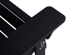 Sunvega Folding Adirondack Chair Set with Wood Texture and Side Table in Navy Blue