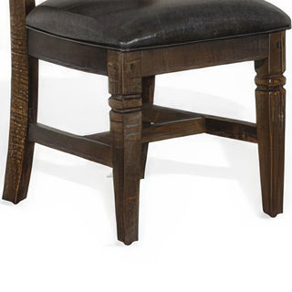Sunvega Dark Brown Mahogany Ladderback Dining Chairs with Gray Fabric Cushioned Seats