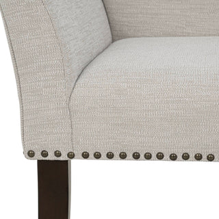 Sunvega Upholstered Cream Accent Bench with Padded Back and Flared Arms