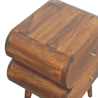 Sunvega Solid Mango Wood Nightstand with 2 Spacious Drawers and Nordic Legs