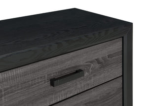 Sunvega Two-Tone Dark Gray and Black Queen Size Bed with Wood Inlay
