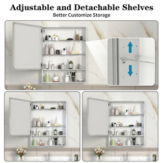 Sunvega Wall Mounted Medicine Cabinet with Mirror and Adjustable Storage Shelves