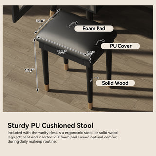 Sunvega Modern Makeup Vanity Desk with Drawers, Cabinet, Charging Port, and Stool