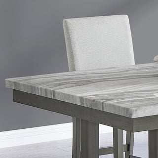 Sunvega 60 Inch Rectangular Gray Faux Marble Counter Height Table with Storage Shelf