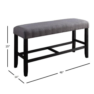 Sunvega Weathered Espresso Finish Wooden Frame Upholstered Padded Seat and Apron Bench