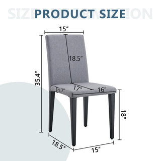 Sunvega Black PU Dining Chairs with Silver Metal Legs and High Elasticity Sponge Filling for Living Room