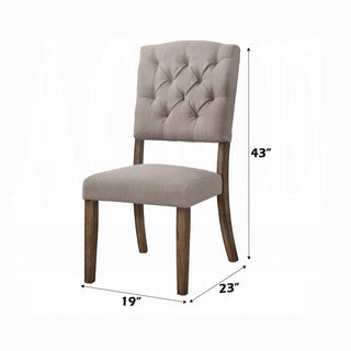 Sunvega Transitional Dining Chairs Set of 2 with Tufted Back and Beige Linen Upholstery